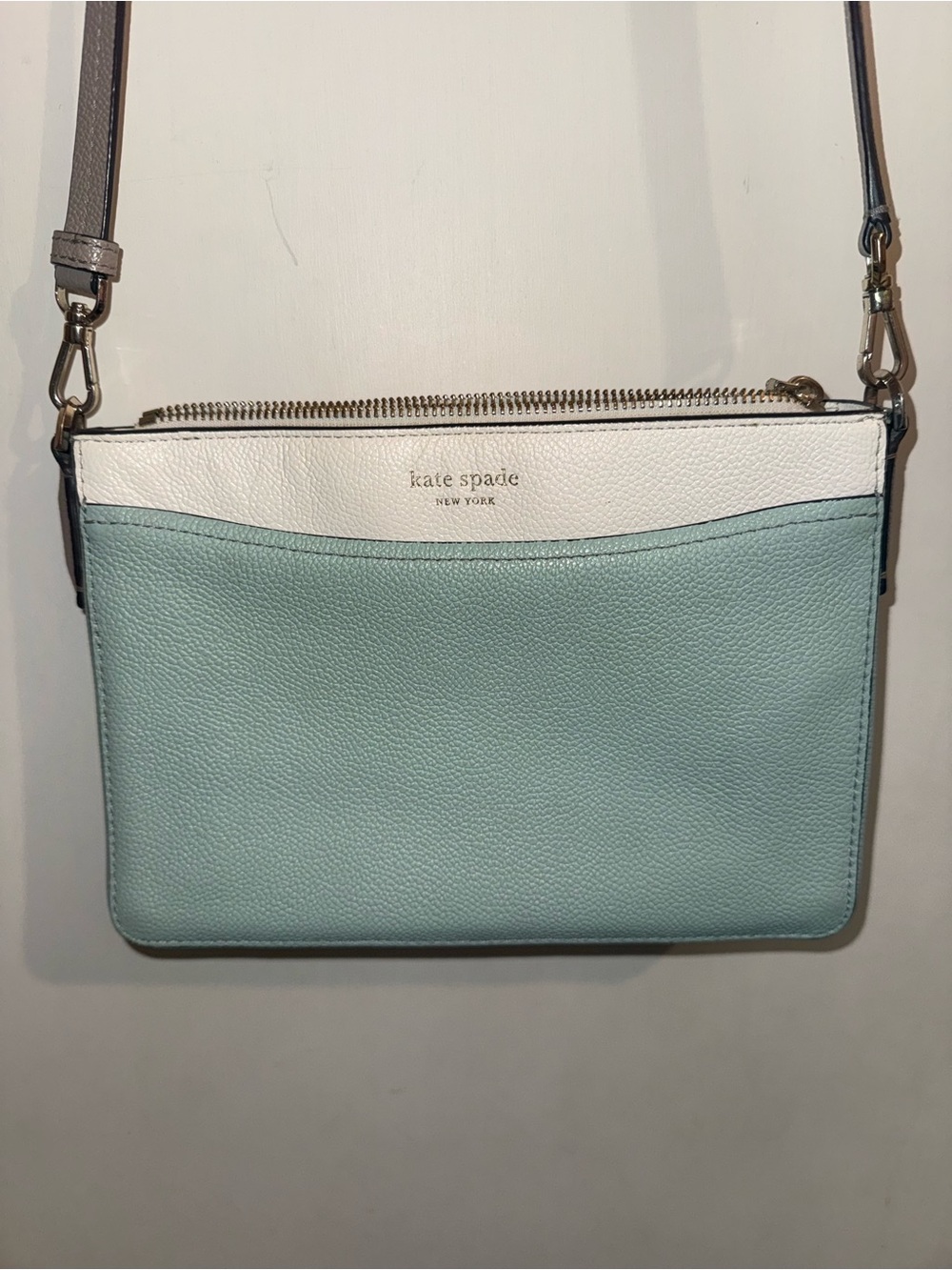 kate spade Mint Green and White Pebble Leather Crossbody
